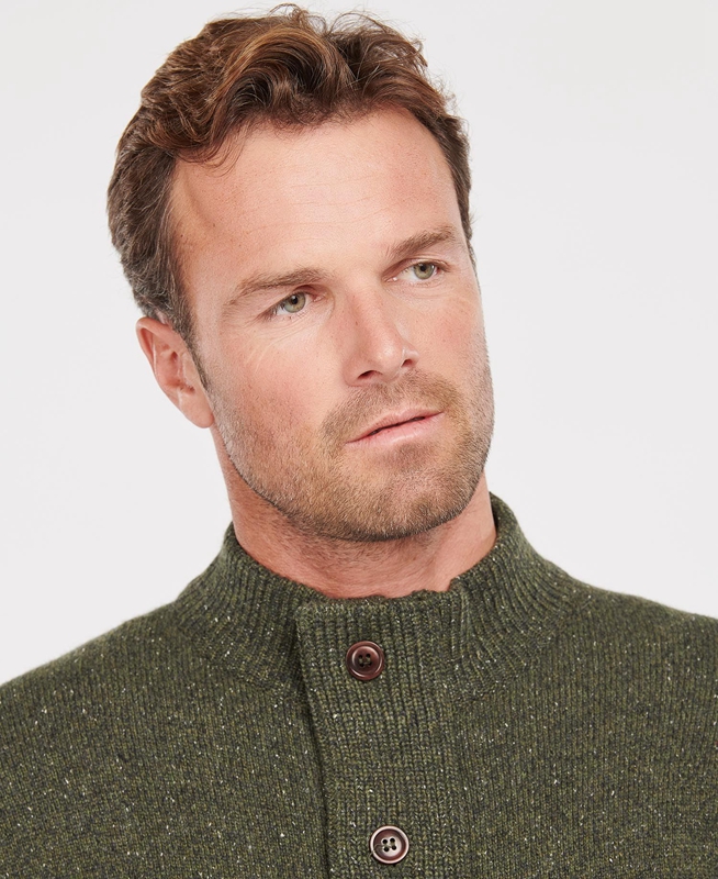 Chandails Barbour Essential Cardigan Tisbury Zip Through Vert Homme | UJF-81504470