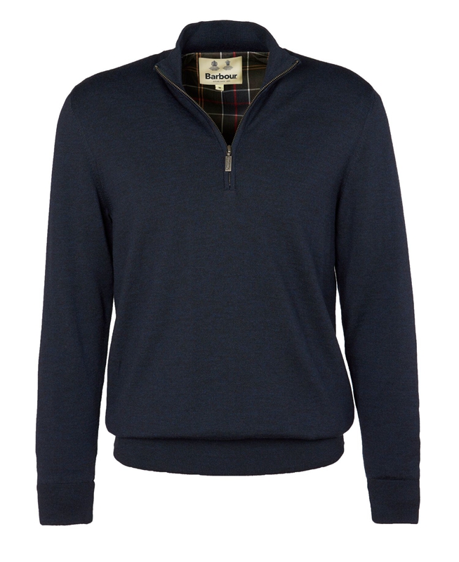 Chandails Barbour Gamlan Half Zip Bleu Homme | PUR-22564038