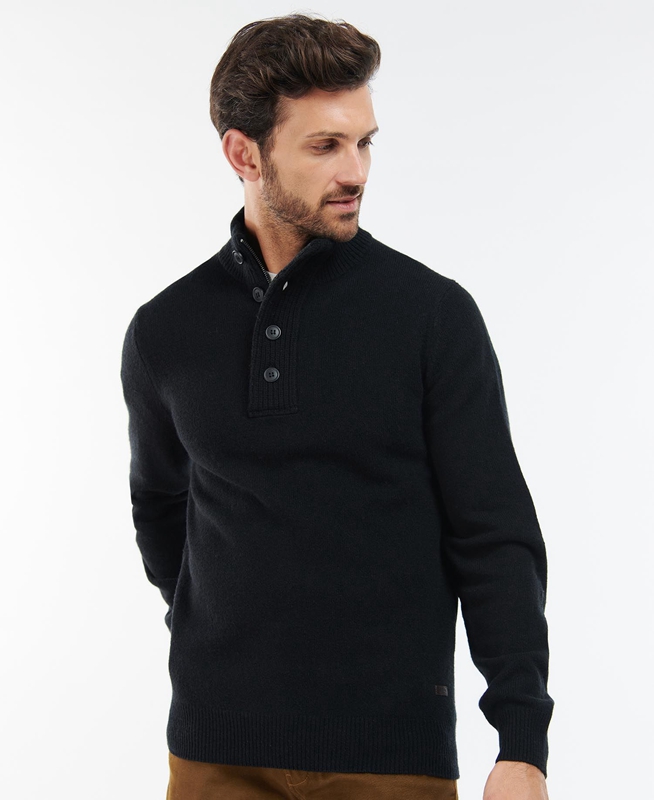 Chandails Barbour Essential Elbow Patch Noir Homme | CWB-64960002