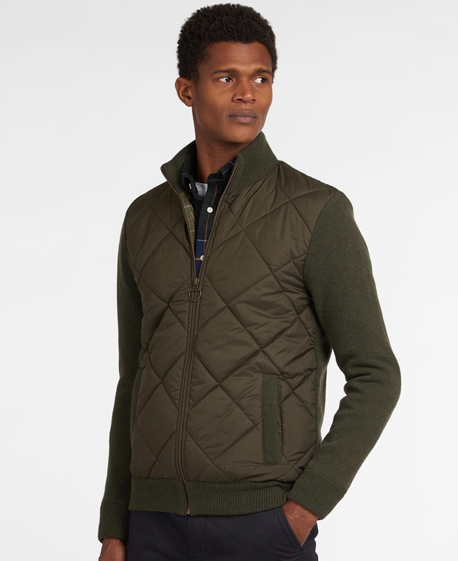 Chandails Barbour Jacke Arch Diamond Quilt Knit Vert Olive Homme | XER-44714575