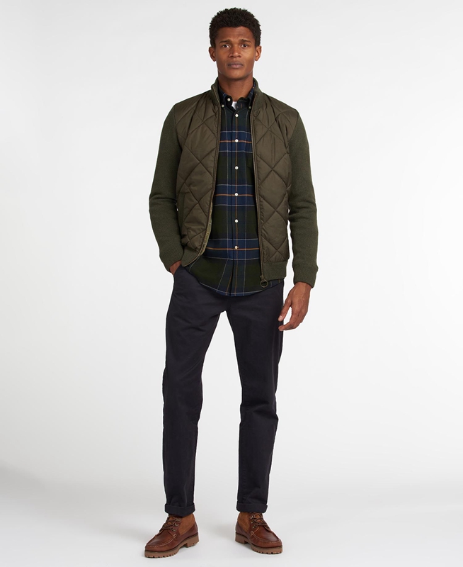 Chandails Barbour Jacke Arch Diamond Quilt Knit Vert Olive Homme | XER-44714575