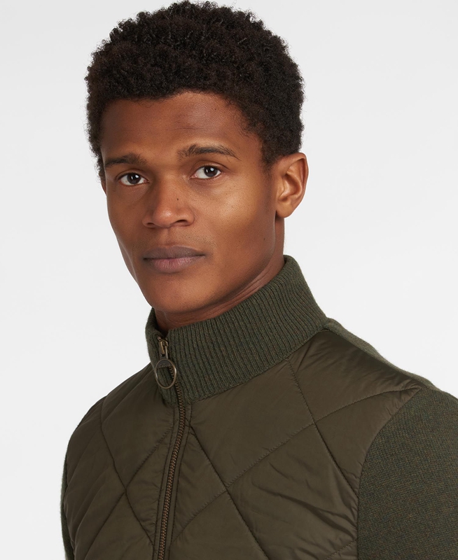 Chandails Barbour Jacke Arch Diamond Quilt Knit Vert Olive Homme | XER-44714575