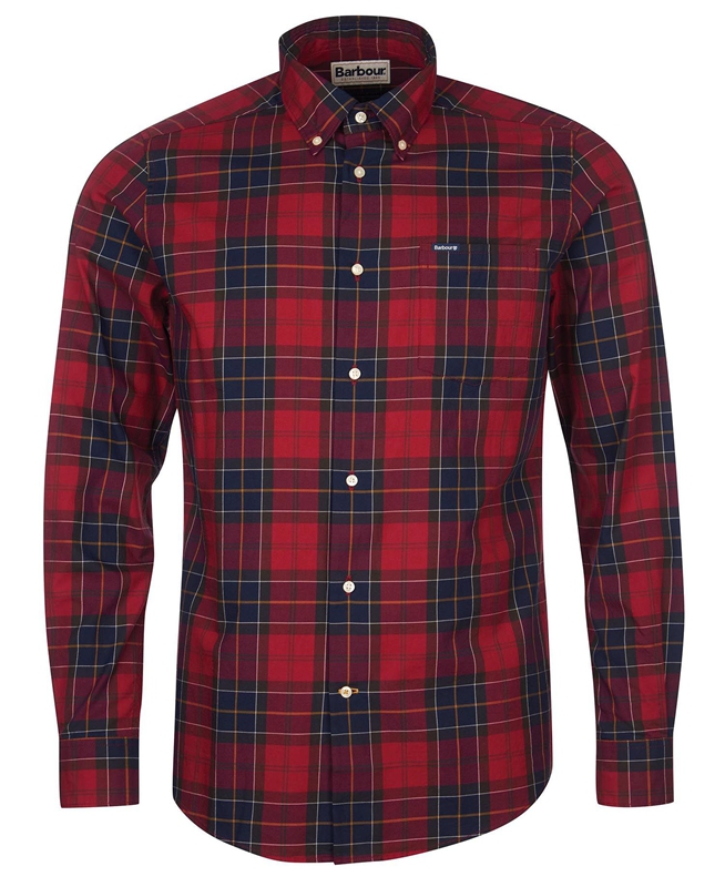 Chemises Barbour Hemd Wetheram Tailored Rouge Homme | MHM-74674809