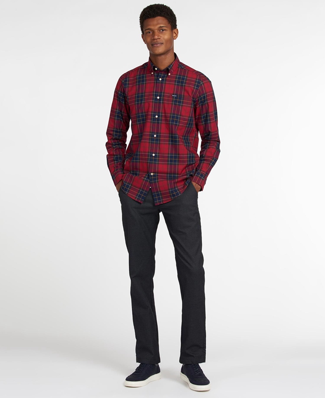 Chemises Barbour Hemd Wetheram Tailored Rouge Homme | MHM-74674809