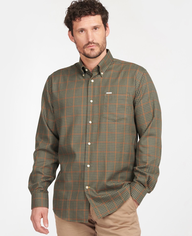 Chemises Barbour Hemd Henderson Thermo Weave Vert Olive Homme | NOX-64152056