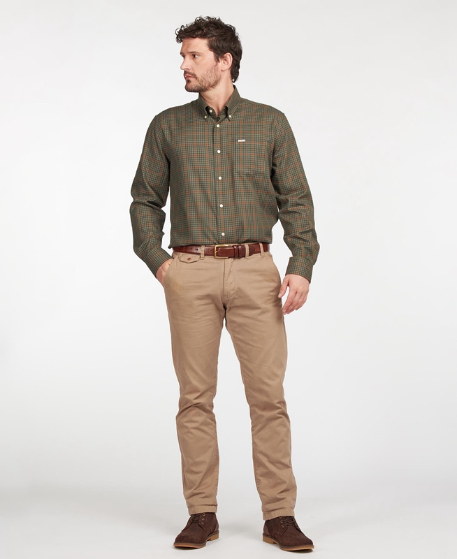 Chemises Barbour Hemd Henderson Thermo Weave Vert Olive Homme | NOX-64152056