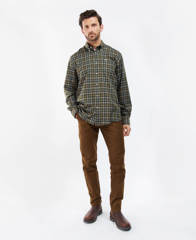 Chemises Barbour Coll Thermo Vert Olive Homme | OKB-41241681