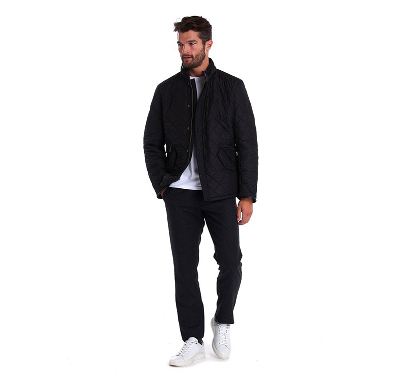 Veste Matelassée Barbour Powell Noir Homme | FSQ-86050489