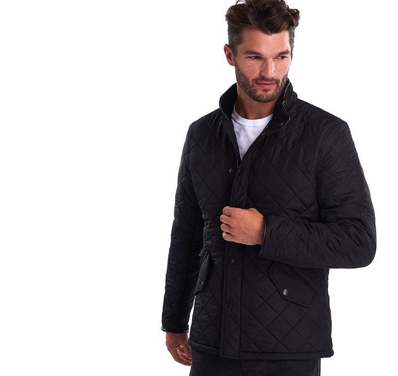 Veste Matelassée Barbour Powell Noir Homme | FSQ-86050489