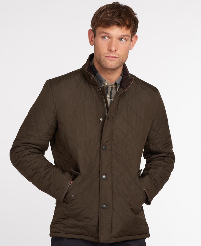 Veste Matelassée Barbour Powell Vert Olive Homme | DMV-16554304