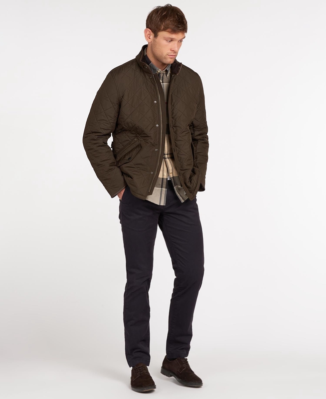 Veste Matelassée Barbour Powell Vert Olive Homme | DMV-16554304