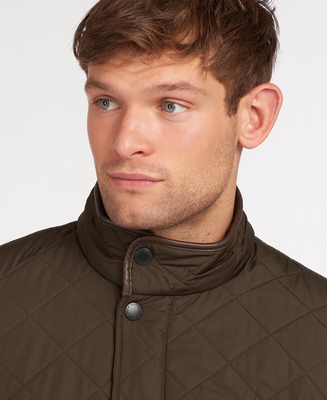 Veste Matelassée Barbour Powell Vert Olive Homme | DMV-16554304