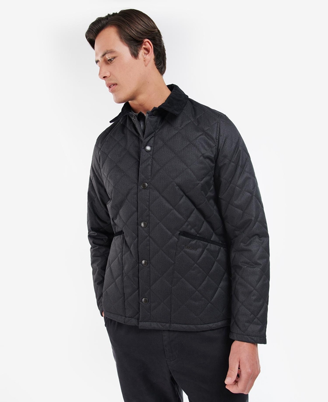 Veste Matelassée Barbour Checked Heron Noir Homme | USB-11180060