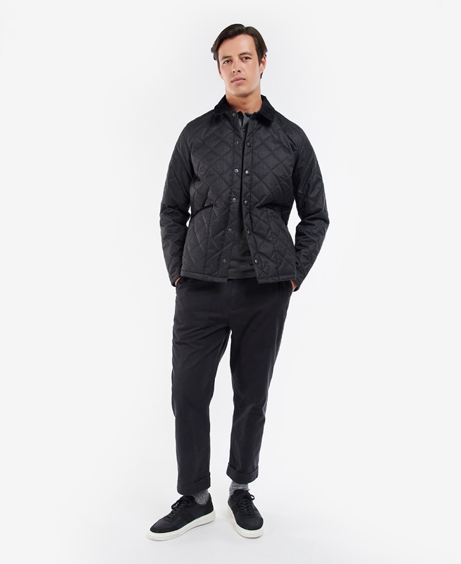 Veste Matelassée Barbour Checked Heron Noir Homme | USB-11180060