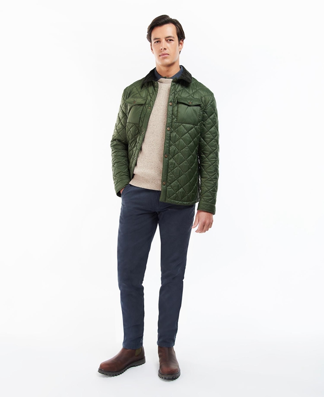 Veste Matelassée Barbour Shirt Vert Homme | OQN-38614020