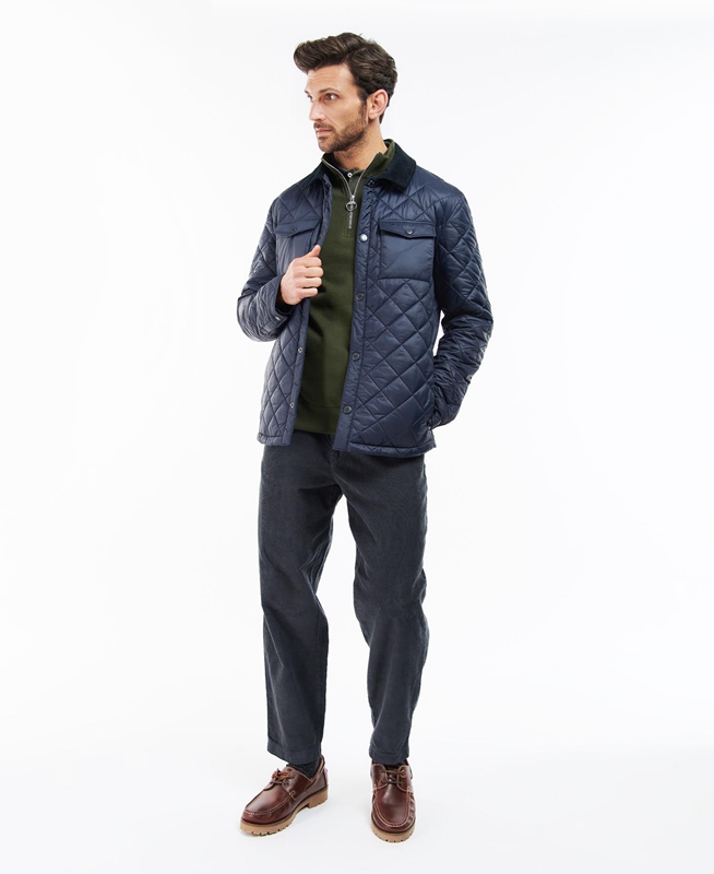 Veste Matelassée Barbour Shirt Bleu Marine Homme | CJA-91822808