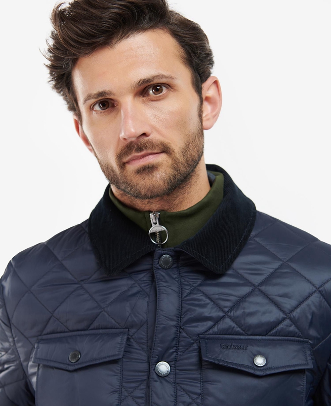 Veste Matelassée Barbour Shirt Bleu Marine Homme | CJA-91822808