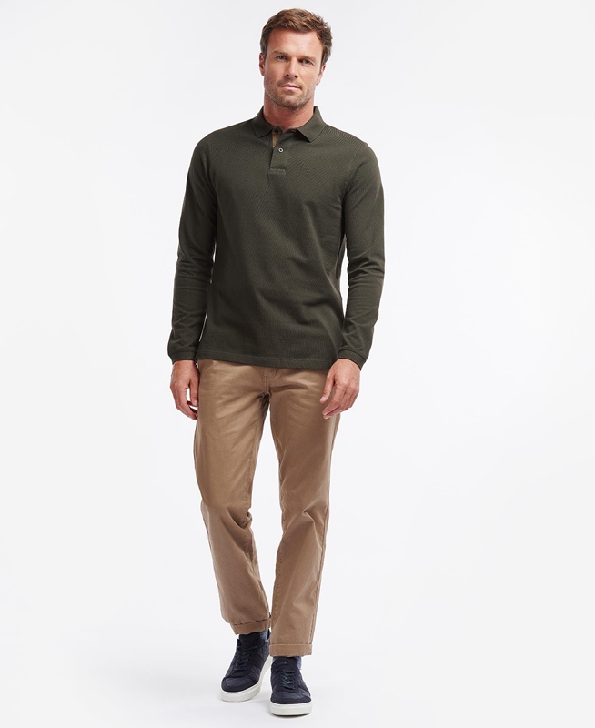 Polo shirts Barbour Essential Langarmshirt Sports Vert Homme | UER-60132305