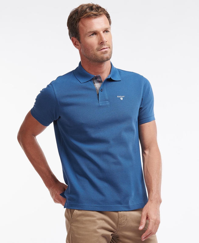 Polo shirts Barbour Tartanshirt Pique Bleu Homme | MZE-19851472