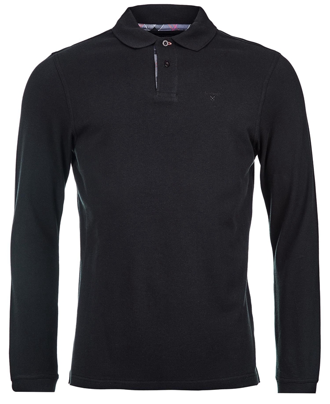 Polo shirts Barbour Essential Langarmshirt Sports Noir Homme | GYF-97707504