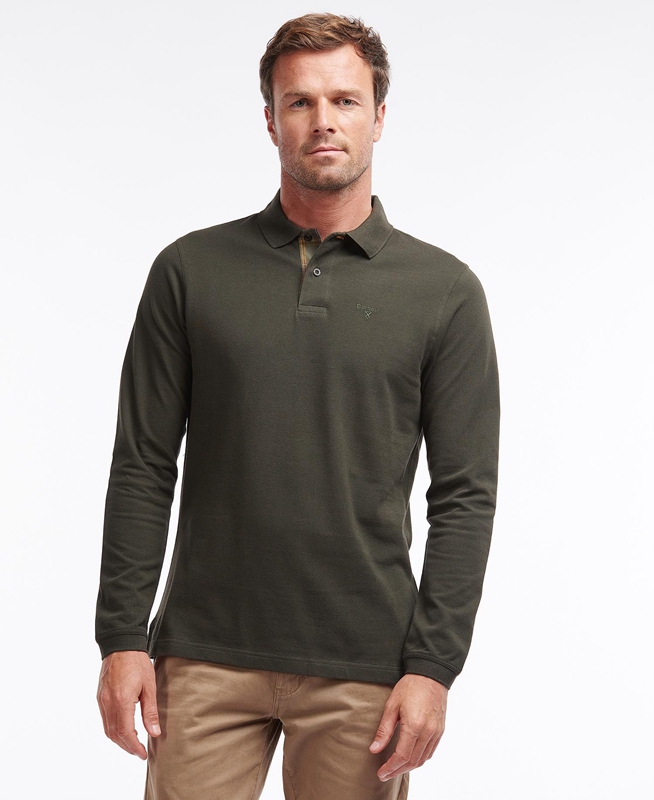 Polo shirts Barbour Essential Langarmshirt Sports Vert Homme | UER-60132305