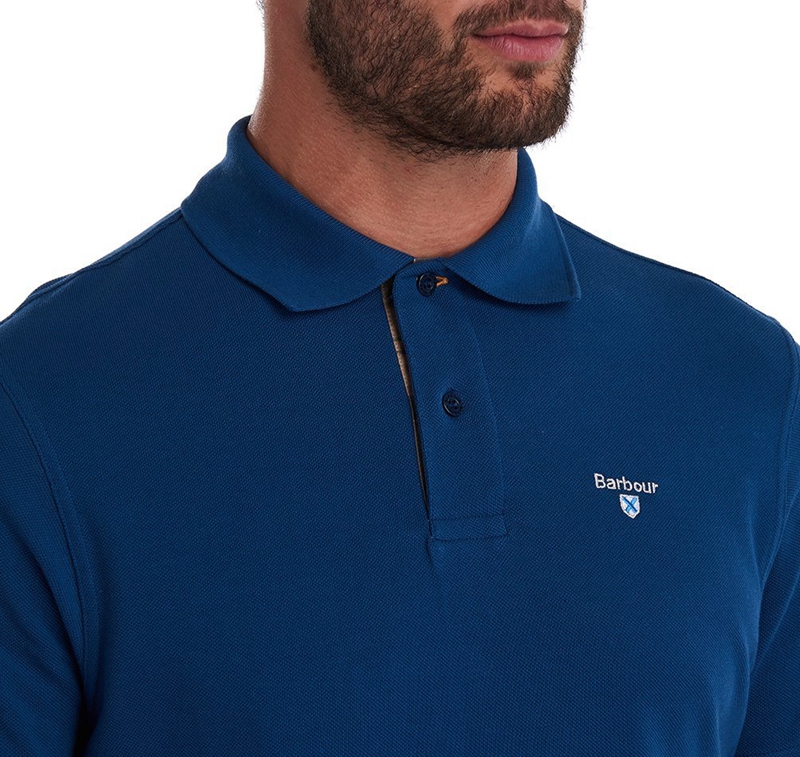 Polo shirts Barbour Tartanshirt Pique Bleu Homme | MZE-19851472