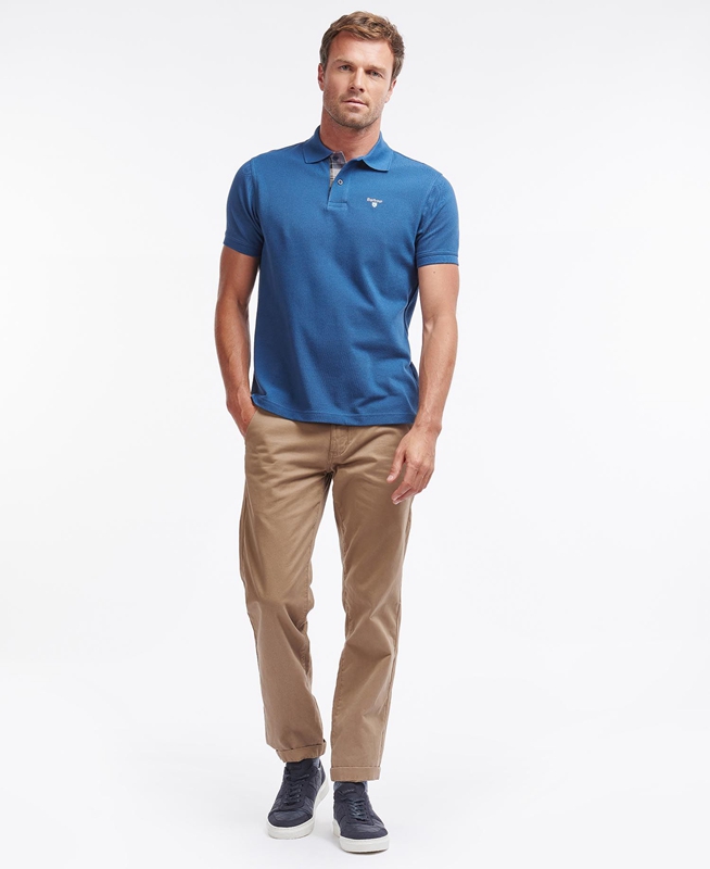 Polo shirts Barbour Tartanshirt Pique Bleu Homme | MZE-19851472