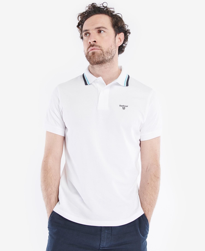 Polo shirts Barbour Otterburn Blanche Homme | UZC-25713390