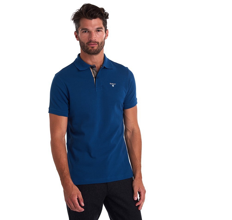 Polo shirts Barbour Tartanshirt Pique Bleu Homme | MZE-19851472