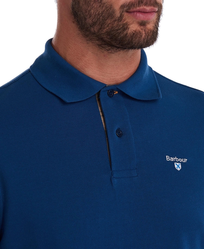 Polo shirts Barbour Tartanshirt Pique Bleu Homme | MZE-19851472