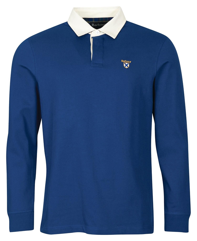 Polo shirts Barbour Crest Rugby Top Bleu Homme | WSK-14643220