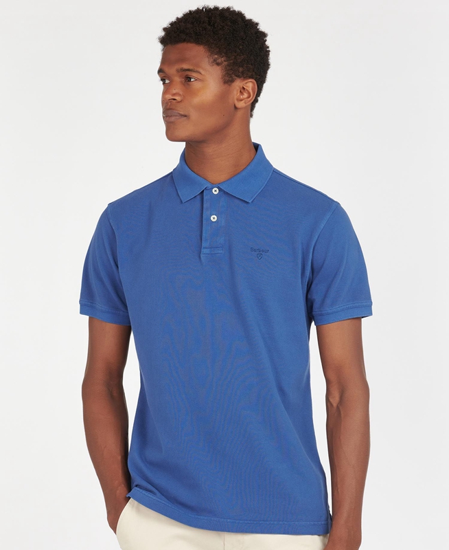 Polo shirts Barbour Washed Sports Bleu Homme | DXU-44643016