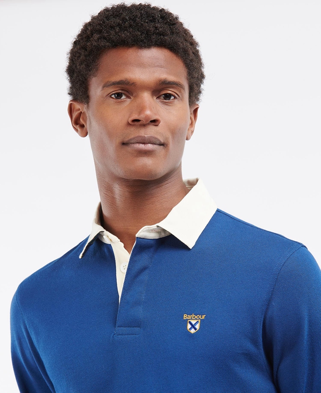 Polo shirts Barbour Crest Rugby Top Bleu Homme | WSK-14643220