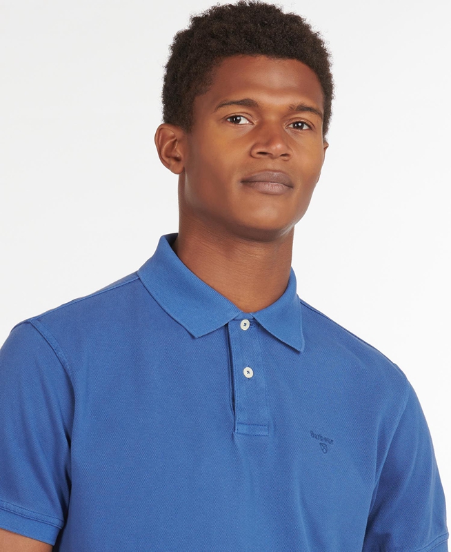 Polo shirts Barbour Washed Sports Bleu Homme | DXU-44643016