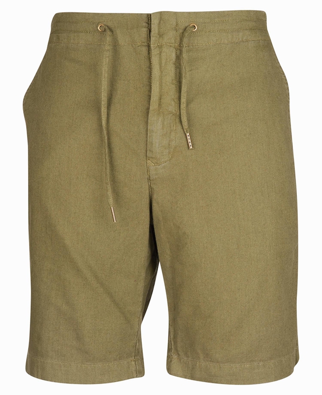 Pantalon Barbour Linen Coton Mix Vert Homme | NUD-34936287