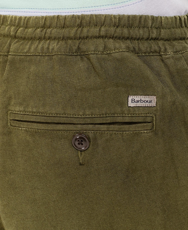 Pantalon Barbour Linen Coton Mix Vert Homme | NUD-34936287