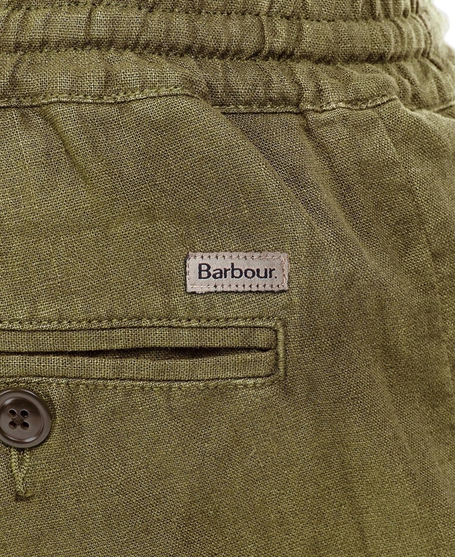 Pantalon Barbour Linen Coton Mix Vert Homme | NUD-34936287