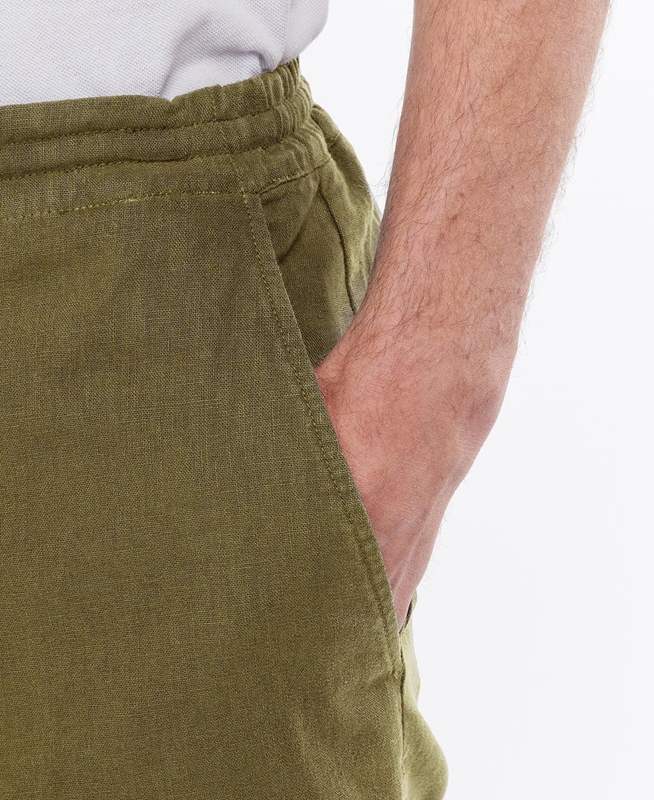 Pantalon Barbour Linen Coton Mix Vert Homme | NUD-34936287